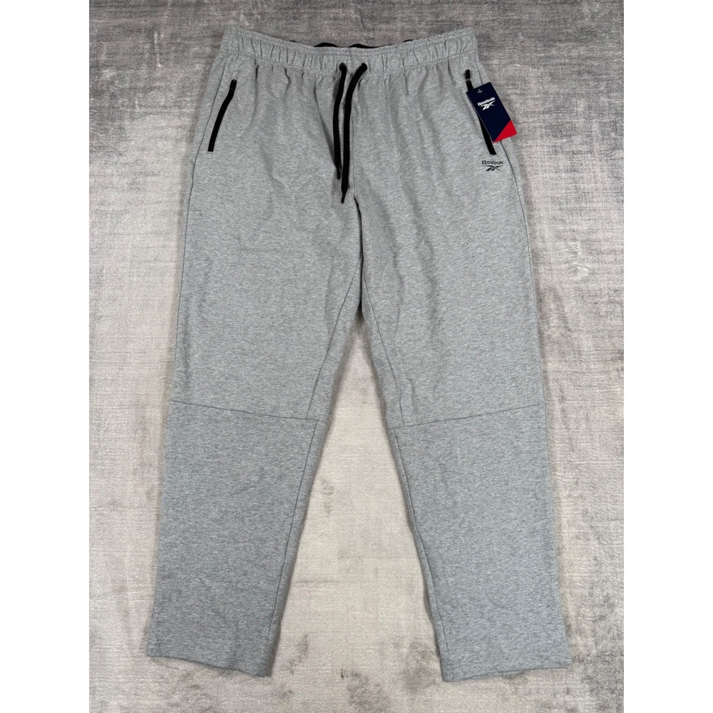 Reebok Pants Mens XL Grey Heather Doubletime Joggers Tapered Slim Sweatpants NWT